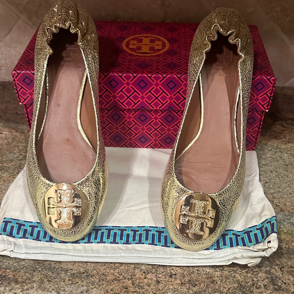 Tory Burch Metallic Gold Loafers